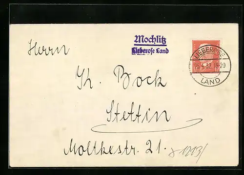 Briefumschlag Landpoststempel Mochlitz, Lieberose Land