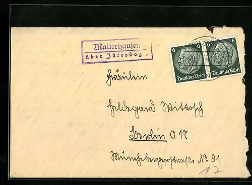 Briefumschlag Landpoststempel Malterhausen über Jüterbog