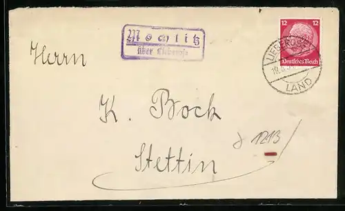 Briefumschlag Landpoststempel Mochlitz über Lieberose