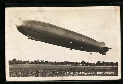 AK Luftschiff LZ 127 Graf Zeppelin beim Aufstieg