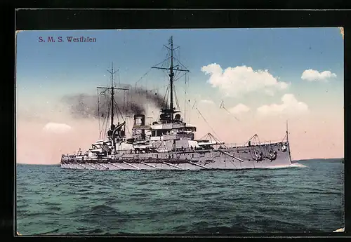 AK S. M. S. Westfalen auf hoher See