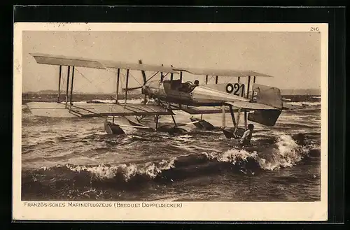 AK Französisches Wasserflugzeug (Breguet Doppeldecker)