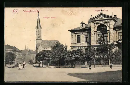 AK Eger, Evangelische Kirche und Margarethen-Villa