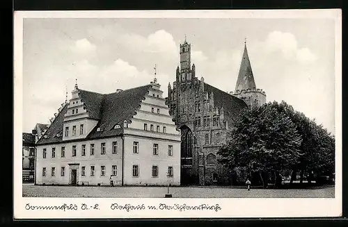 AK Sommerfeld, Rathaus mit Stadtpfarrkirche