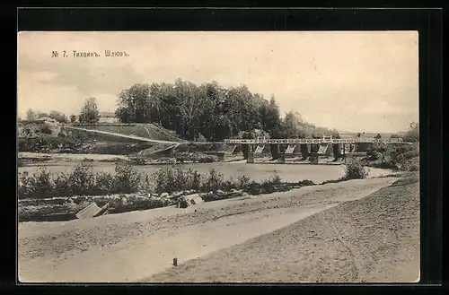 AK Tichwin, Flusspartie mit Brücke