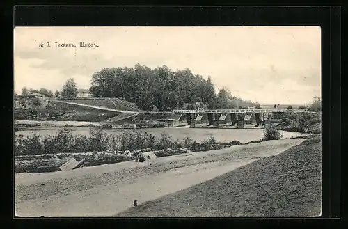 AK Tichwin, Flusspartie mit Brücke