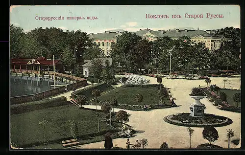 AK Staraja Russa, Ortspartie aus der Vogelschau