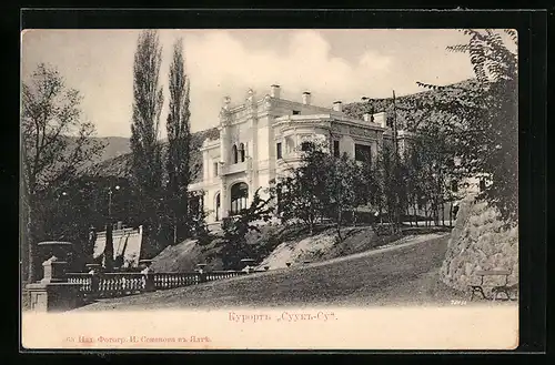 AK Suuk-Su /Krim, Herrschaftshaus mit Garten