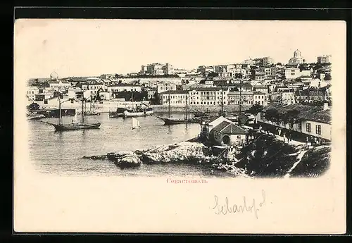 AK Sebastopol /Krim, Teilansicht mit Hafen