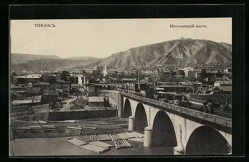 AK Tiflis, Totalansicht mit Brücke