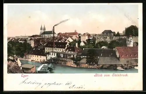 AK Eger, Blick vom Steinbruch auf die Stadt