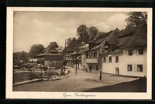 AK Eger, Strassenblick in die Gerbergasse