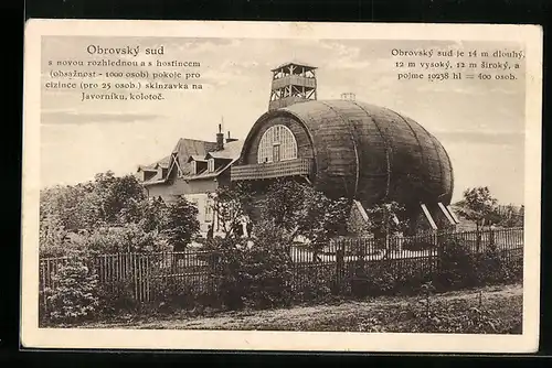 AK Langenbruck, Gasthaus Riesenfass Aussischtsturm auf dem Jauerlich