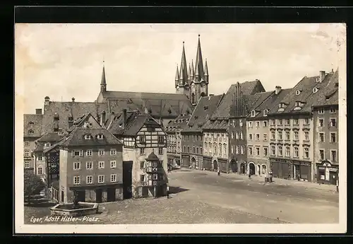 AK Eger, Platz aus der Vogelschau