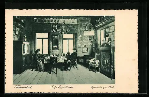 AK Marienbad, Cafe Egerländer, Innenansicht