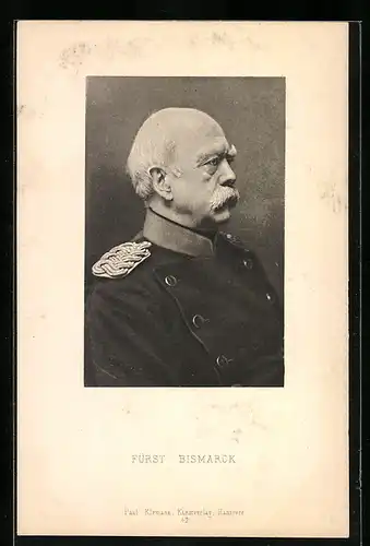 AK Fürst Bismarck von der Seite und in Uniform