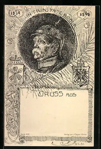 Künstler-AK Otto von Bismarck mit Pickelhaube