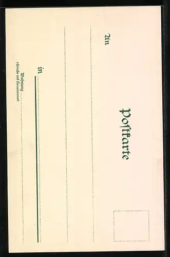Lithographie Bismarck, Seitenportrait mit Pickelhelm, Wappen