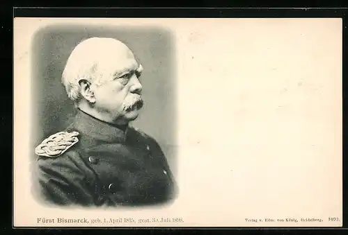 AK Fürst Bismarck von der Seite betrachtet, 1. April 1815-30. Juli 1898