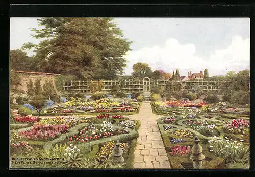 Künstler-AK A. R. Quinton: Stratford-on-Avon, New Place, Shakespeare`s Knot Garden