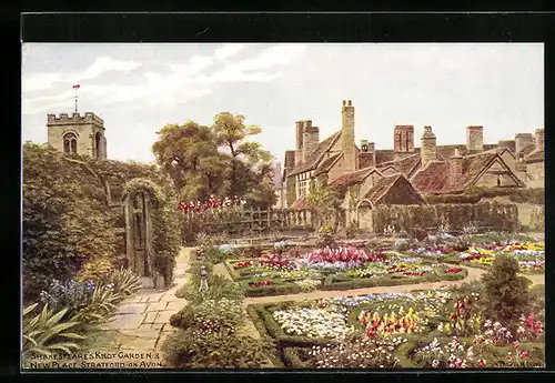 Künstler-AK A. R. Quinton: Stratford-on-Avon, New Place, Shakespeare`s Knot Garden