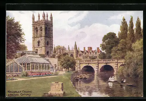 Künstler-AK A. R. Quinton: Oxford, Magdalen College & Bridge