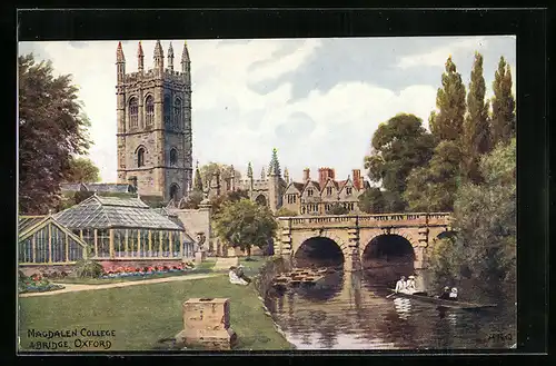 Künstler-AK A. R. Quinton: Oxford, Magdalen College & Bridge