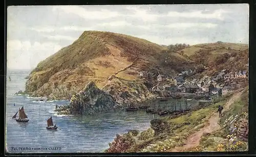 Künstler-AK A. R. Quinton: Polperro, Panorama from the Cliffs