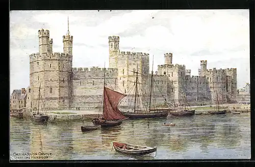 Künstler-AK A. R. Quinton: Carnarvon, Castle from the Harbour