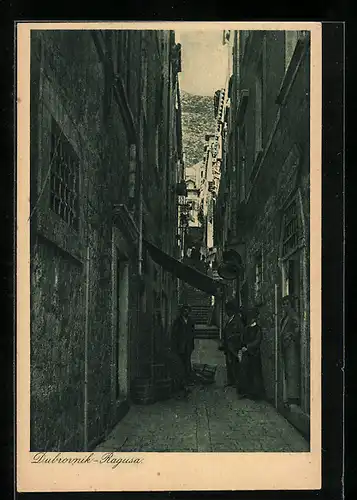 AK Dubrovnik, Altstadt-Strasse mit Treppenaufgang