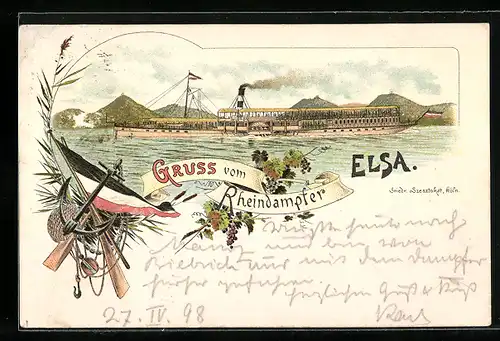 Künstler-AK Rheindampfer Elsa