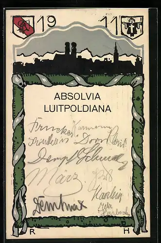 Künstler-AK Absolvia Luitpoldiana 1911