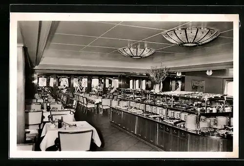 AK Kaltes Buffet im Speisesaal des Fährschiffes Deutschland