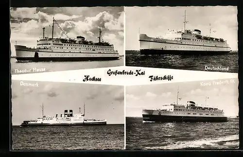 AK Fährschiffe Theodor Heuss, Danmark, Deutschland und Kong Frederik IX