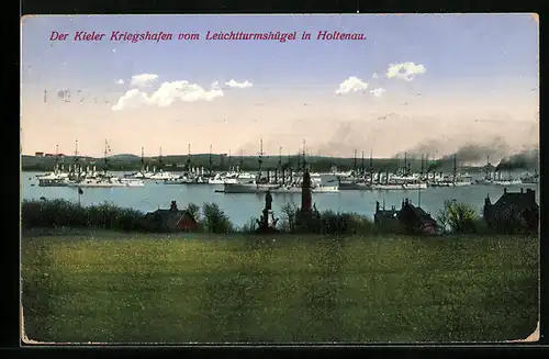 AK Kiel, Kriegshafen vom Leuchtturmhügel in Holtenau