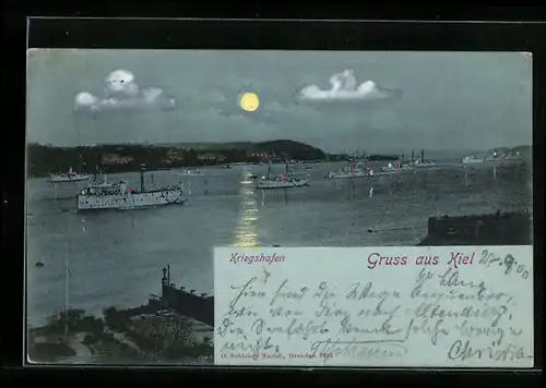 AK Kiel, Kriegshafen bei Nacht