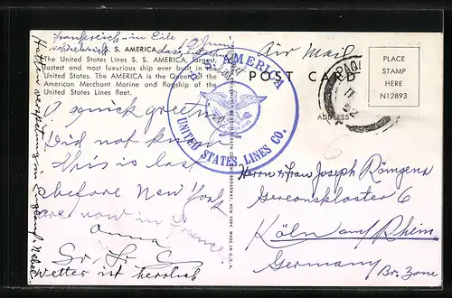 AK Passagierschiff S.S. America, Great American Luxus Liner