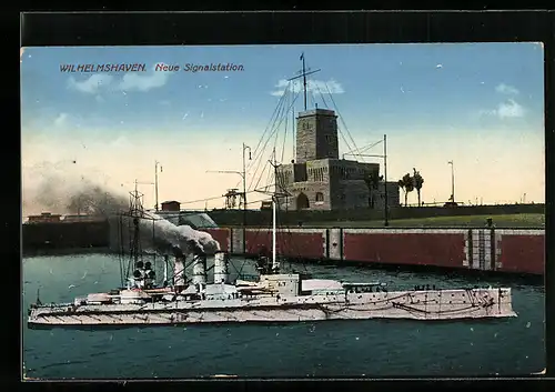 AK Wilhelmshaven, Kriegsschiff an der neuen Signalstation