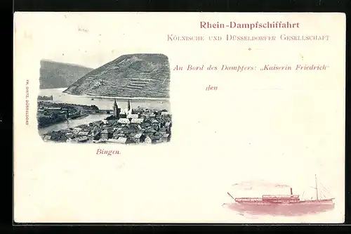 AK Bingen, Rhein-Dampfschiffahrt, An Bord des Dampfers Kaiserin Friedrich