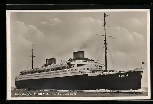 AK Riesendampfer Europa des Norddeutschen Lloyd, Passagierschiff