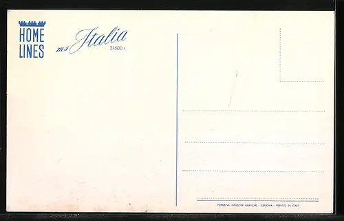 Künstler-AK Passagierschiff MS Italia der Home Lines