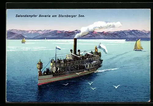 AK Salondampfer Bavaria auf dem Starnberger See