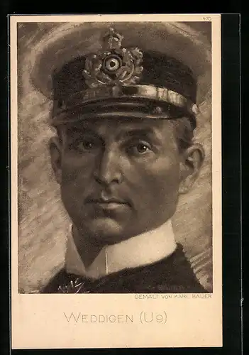 AK Portrait des U-Boot-Kommandanten Weddigen vom U-Boot U9