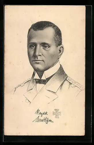 AK U-Boot-Kapitänleutnant Otto Weddigen, Porträt