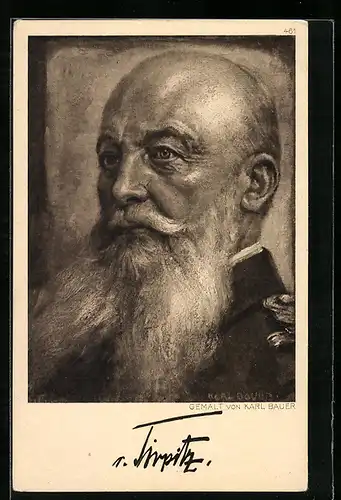 Künstler-AK Portrait vom Grossadmiral Alfred v. Tirpitz