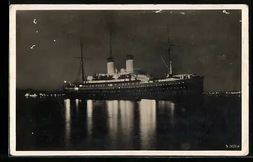 AK Passagierschiff Monte Sarmiento bei Nacht