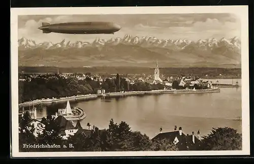AK Friedrichshafen, Graf Zeppelin über dem Bodensee