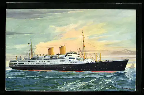 Künstler-AK Passagierschiff MS Berlin, Dampfer der Norddeutschen Lloyd