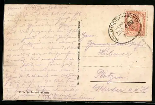 AK Bahnpoststempel Holzminden-Aachen, Zug 400