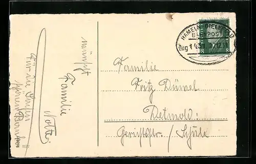 AK Bahnpoststempel Hameln-Bielefeld, Zug 1431